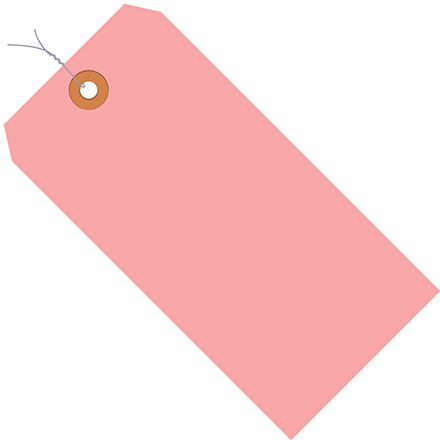 2 <span class='fraction'>3/4</span> x 1 <span class='fraction'>3/8</span>" Pink 13 Pt. Shipping Tags - Pre-Wired